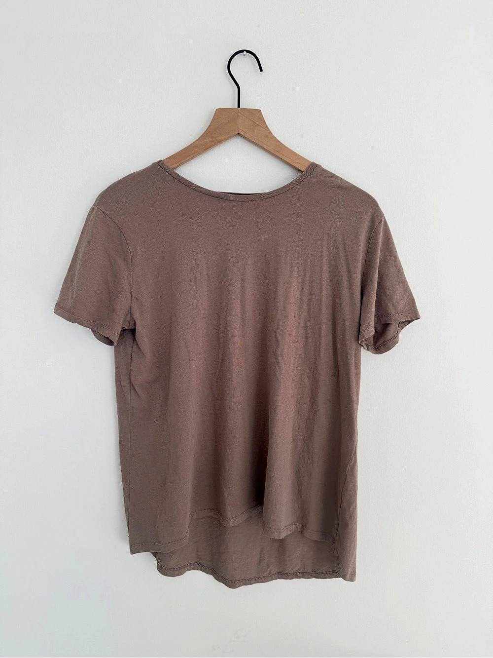 Zara Taupe Brown High Low Crewneck Tee Shirt Size M